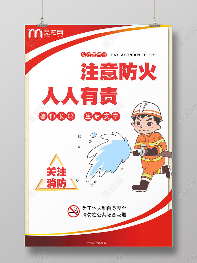 注意防火消防安全宣传海报