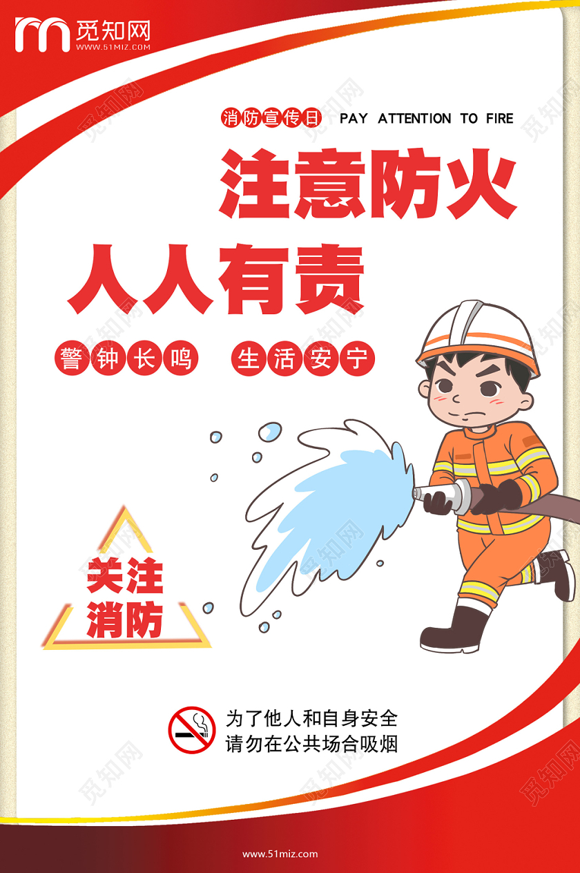 注意防火消防安全宣传海报