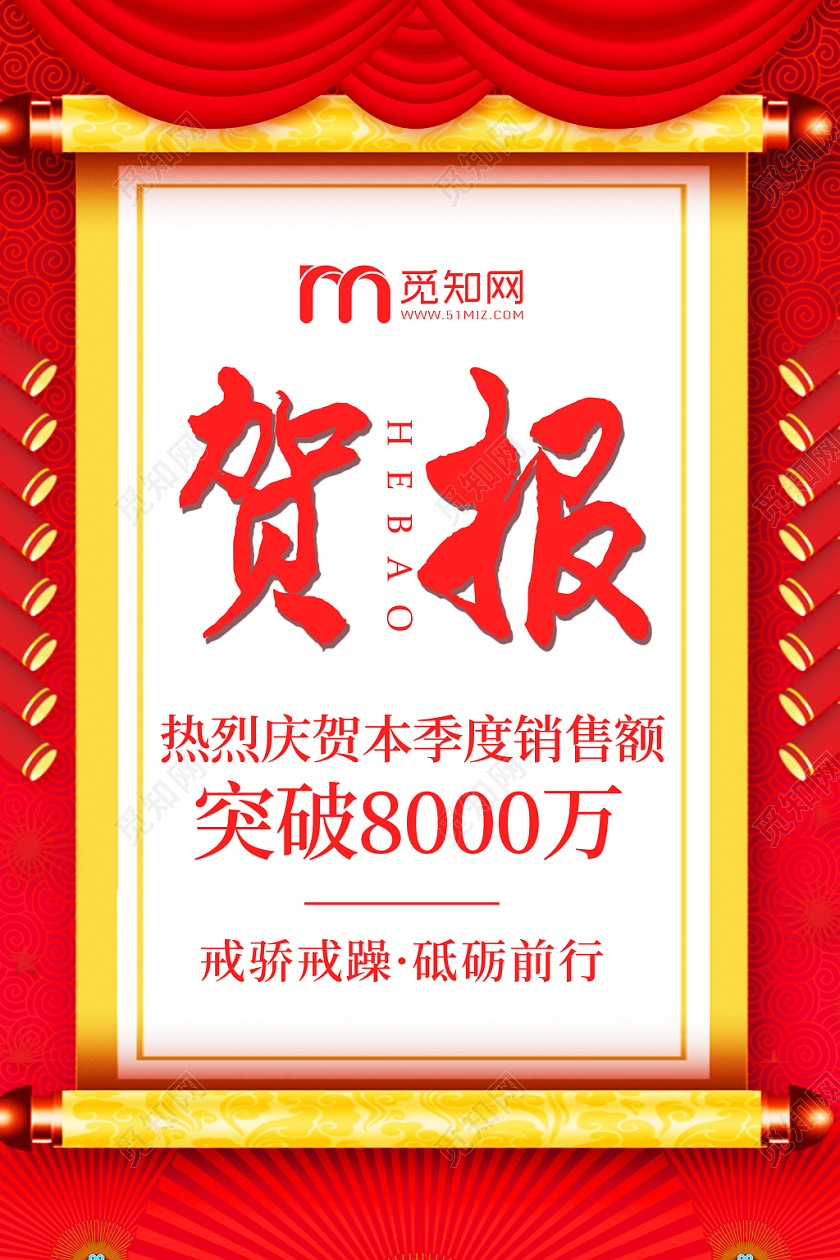 红色系企业季度业绩贺报