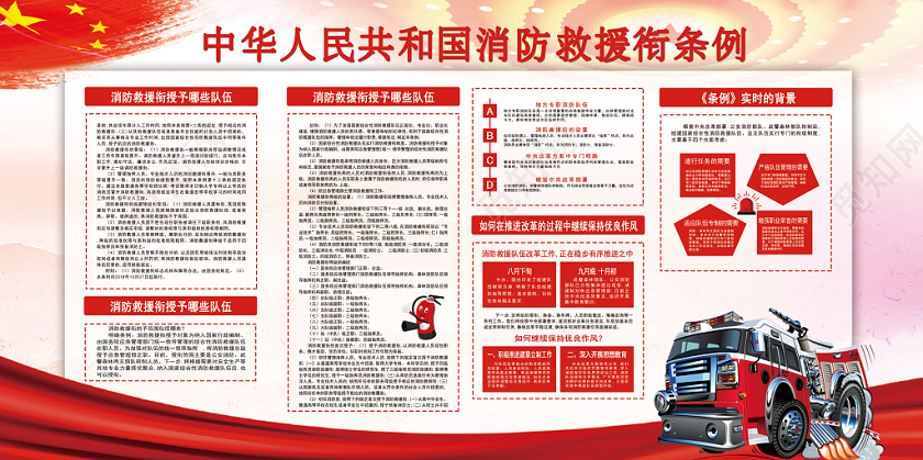红色党风消防救援衔条例消防救援党建党政党课展板