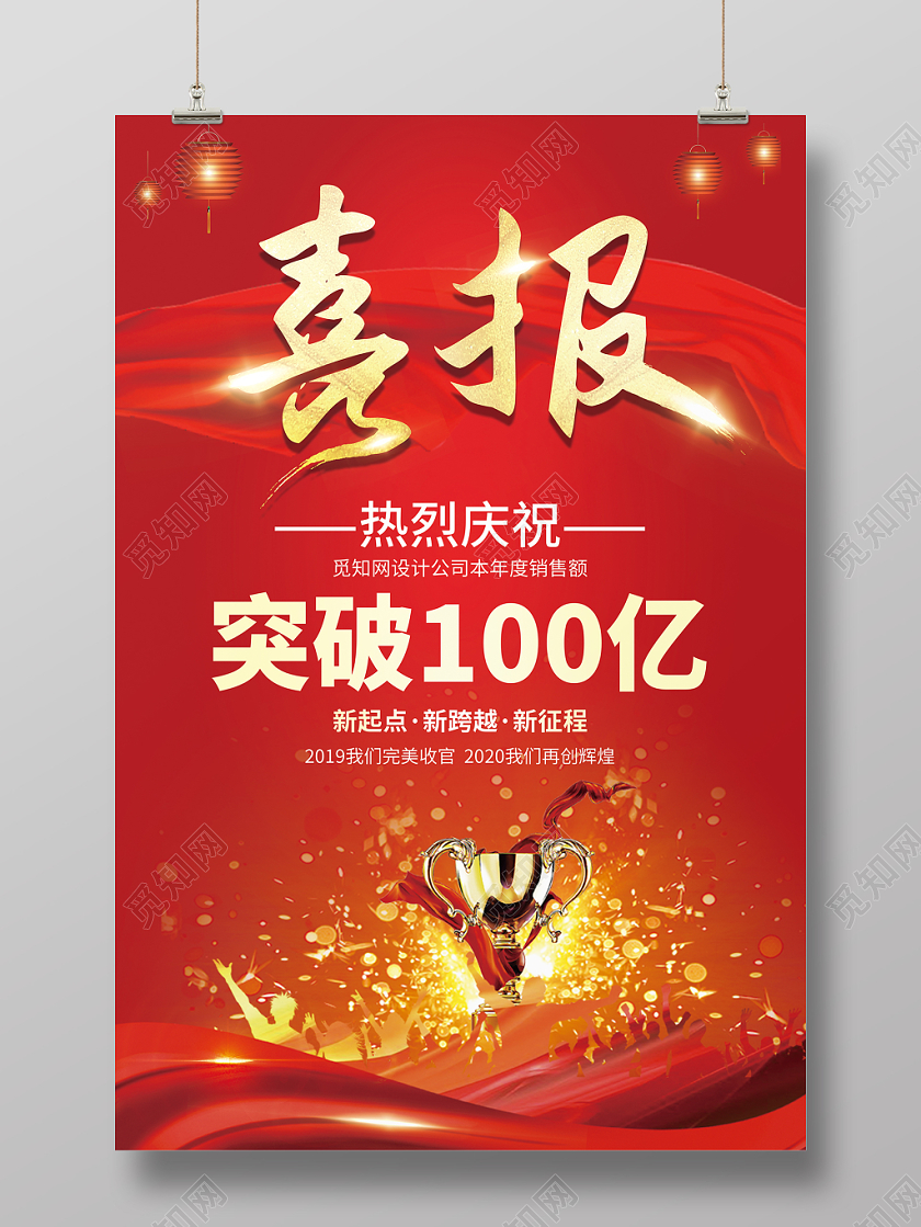 模板喜报战报捷报贺报创意红色简约热烈祝贺喜报公司企业年度优秀业绩喜报宣传海报