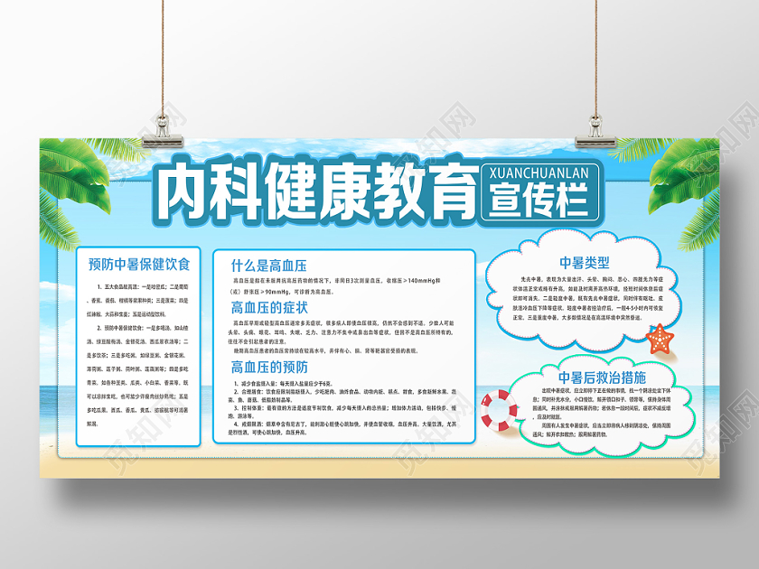 蓝色小清新内科健康教育内科健康宣传栏展板