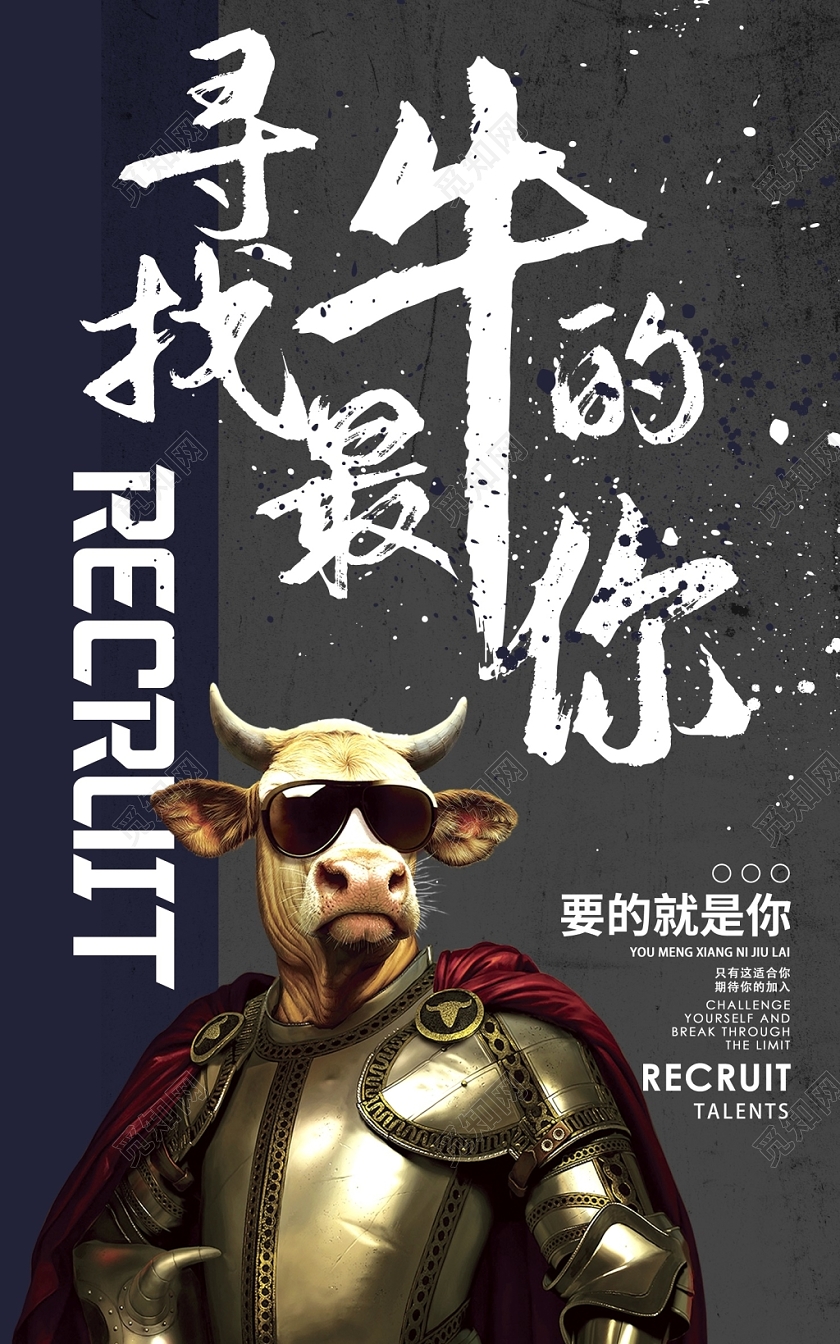 时尚大气寻找最牛的你校园招聘招聘海报设计