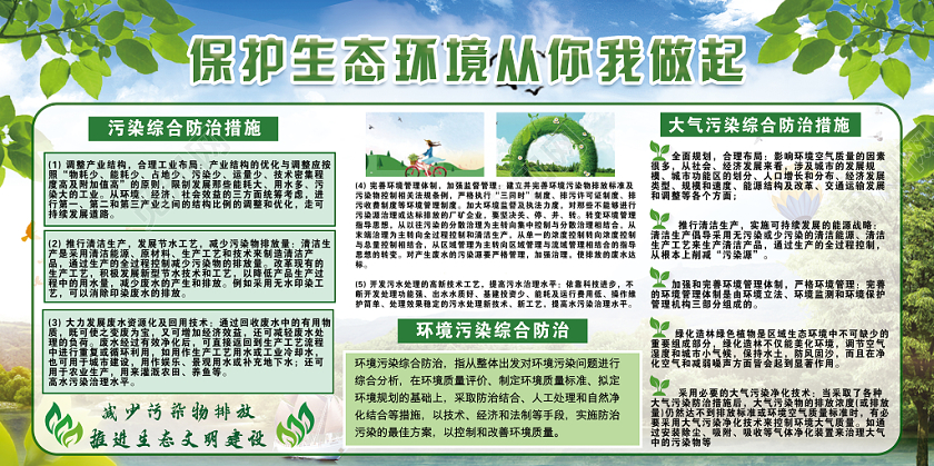 绿色环保风景简约减少污染物排放推进生态文明建设双面展板