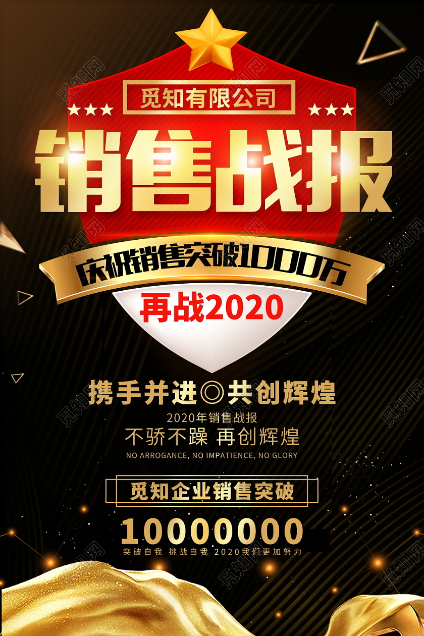 大气企业销售年终贺报喜报战报海报模板设计