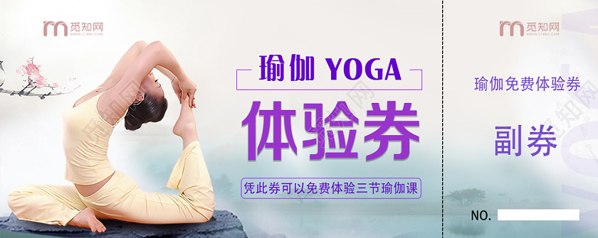 简约中国风瑜伽宣传体验券