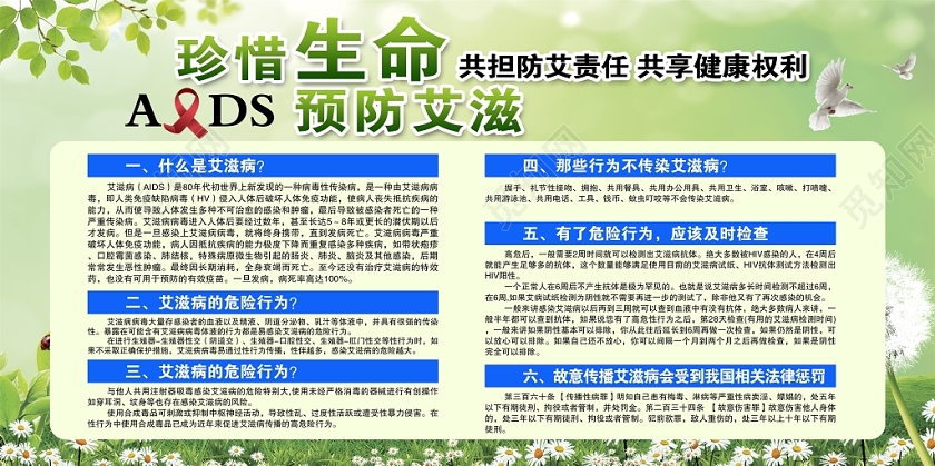 大气时尚预防艾滋病预防肺结核健康教育宣传栏展板设计