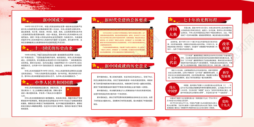 红色中国风同心共筑中国梦党政党建党课宣传展板