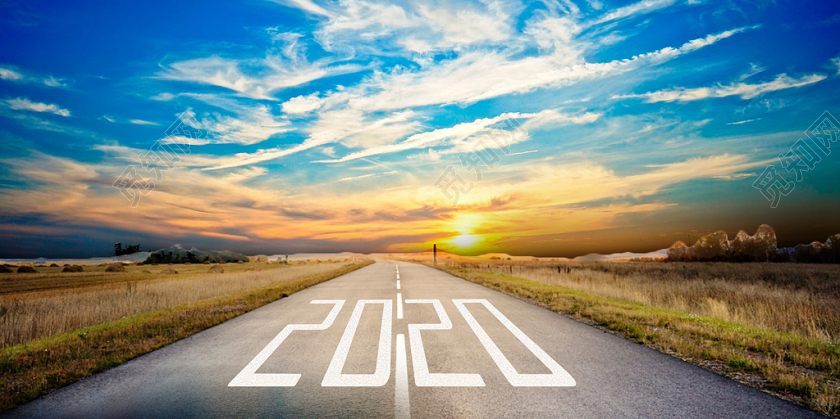 迎接2020大气唯美夕阳奔跑励志背景