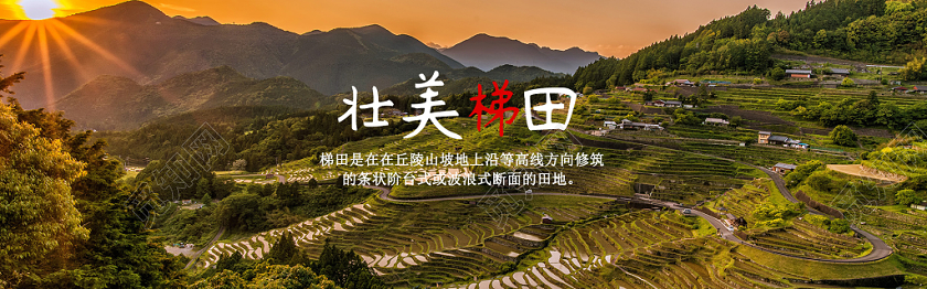 简约时尚温泉梯田旅游旅行banner