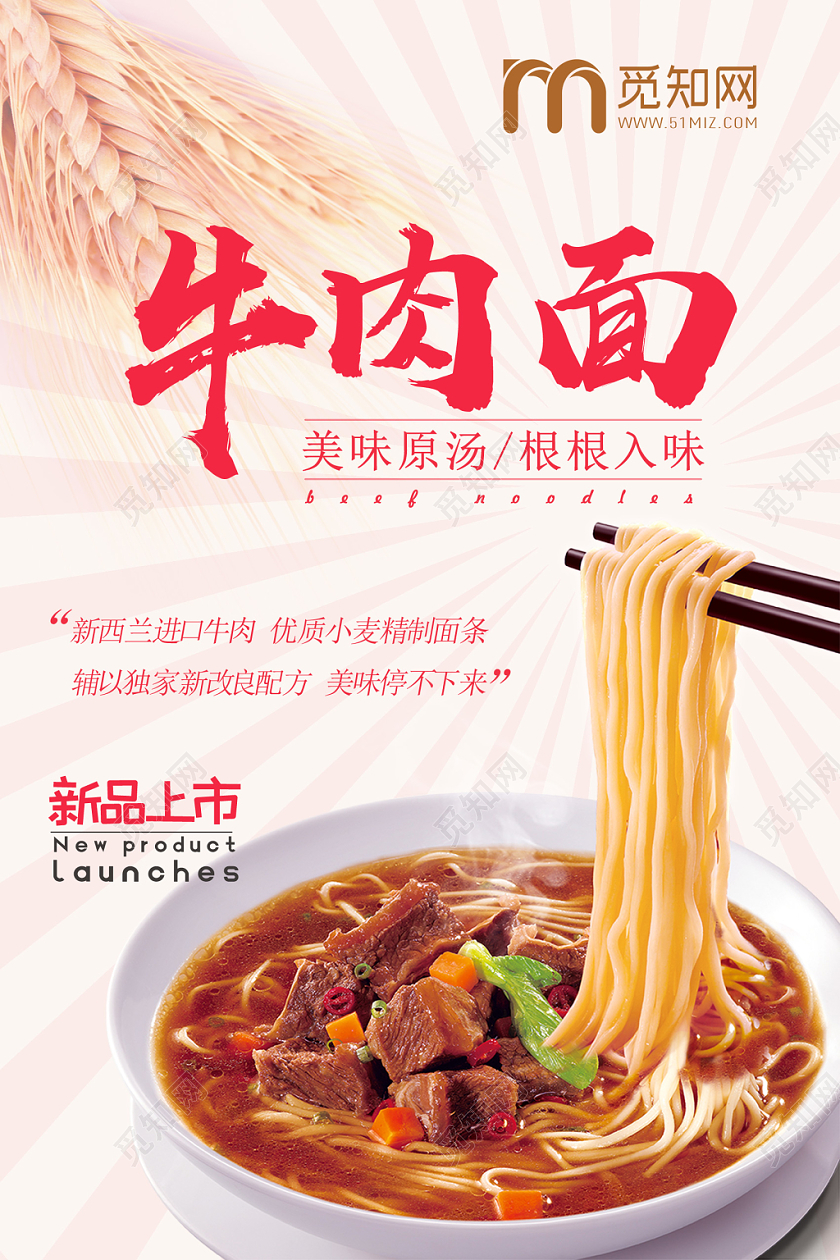 传统美味经典美食牛肉面条宣传海报设计