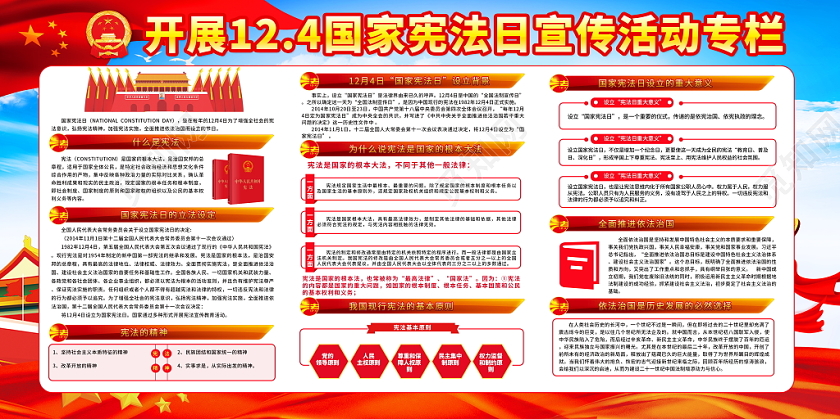 蓝色大气2019国家宪法日全国法制宣传日党政党建党课宣传展板