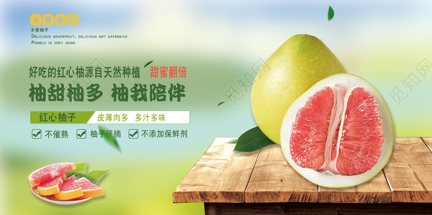 冬季柚子水果宣传展板实拍柚子水果皇后