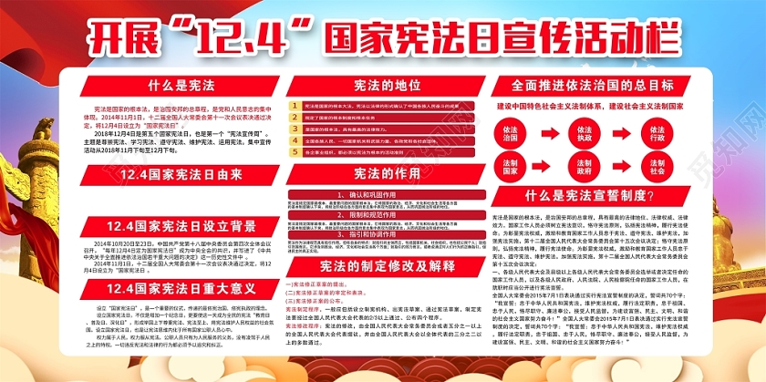 时尚大气国家宪法日党政党课党建宣传栏设计