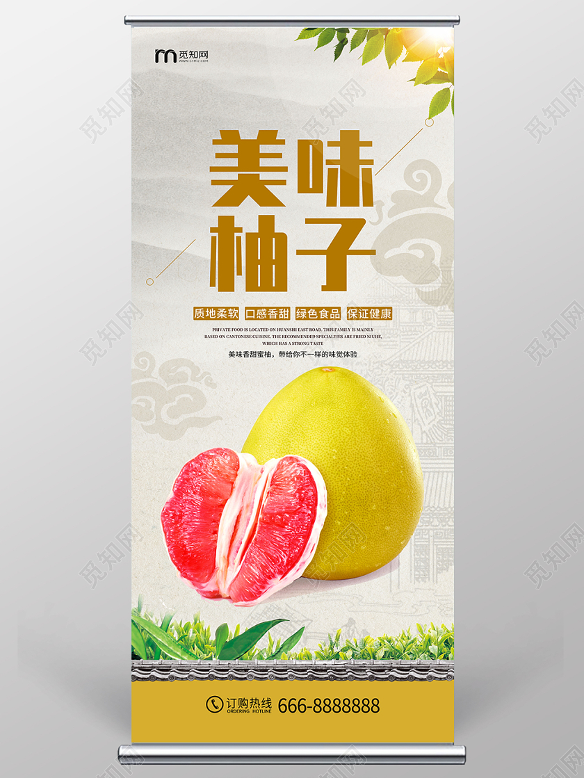 小清新简洁柚子冬季水果展架