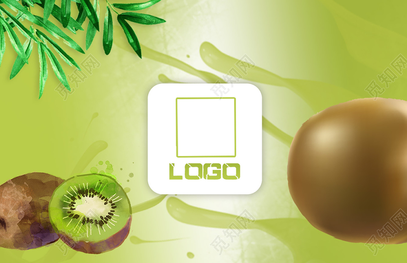 绿色创意猕猴桃新鲜水果名片