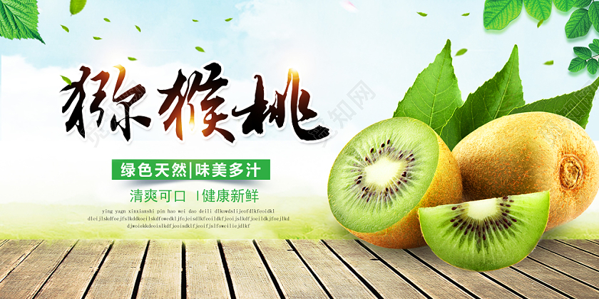 清新简约冬季水果新鲜猕猴桃宣传展板