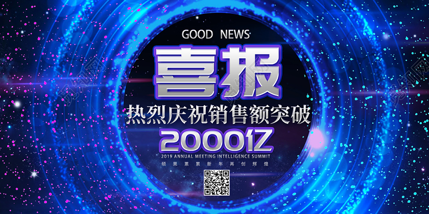 深蓝色大气高端年报喜报捷报宣传展板