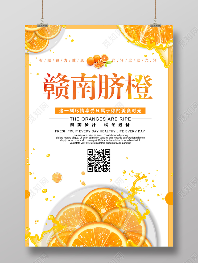 冬季水果橙子赣南脐橙海报