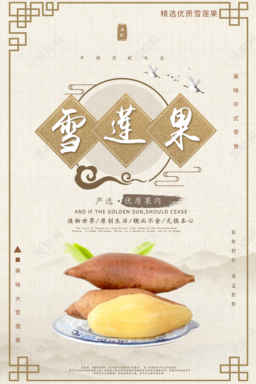 水果新鲜雪莲果中式零食优质果肉宣传海报设计