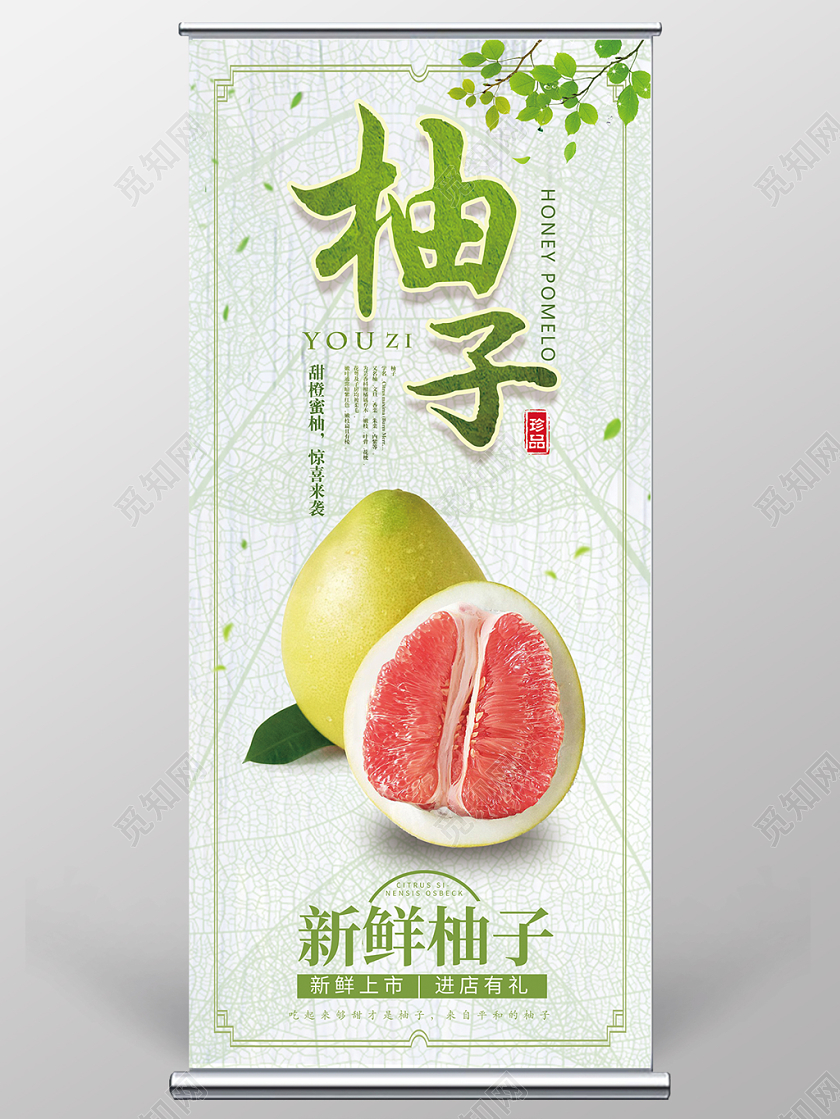 简约大气新鲜柚子冬季水果展架简约清新新鲜柚子冬季水果展架