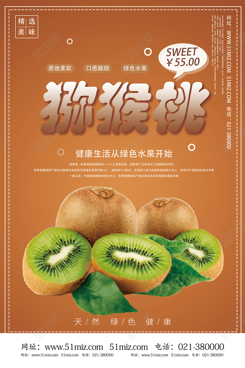 棕色简约水果猕猴桃海报