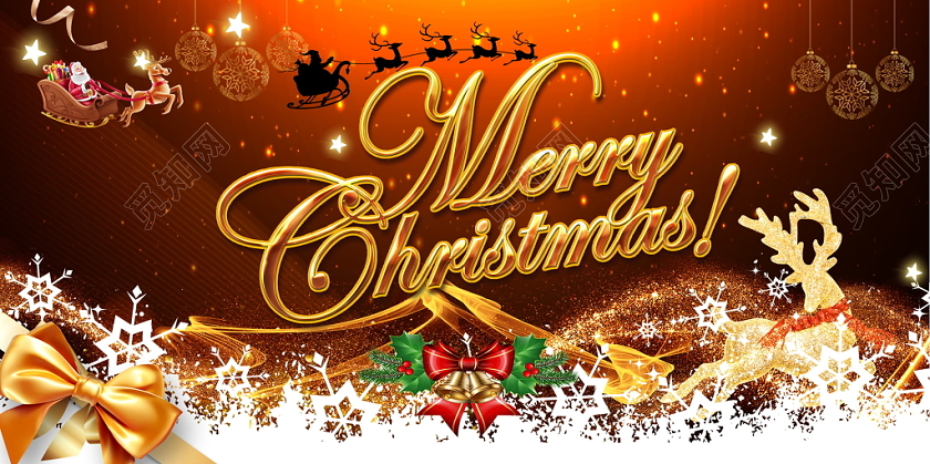 黑金时尚英文主题圣诞节贺卡设计模板