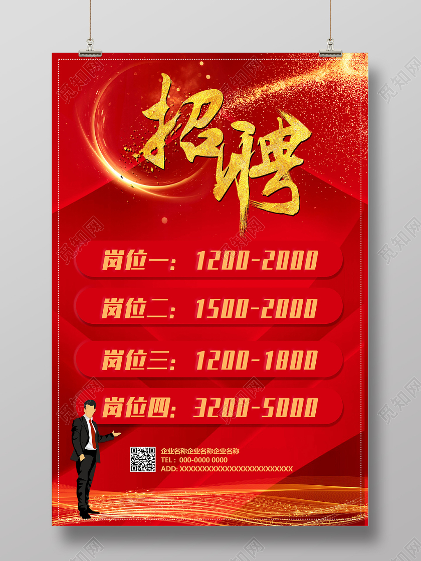 红色醒目企业宣传企业招聘校园招聘社会招聘海报