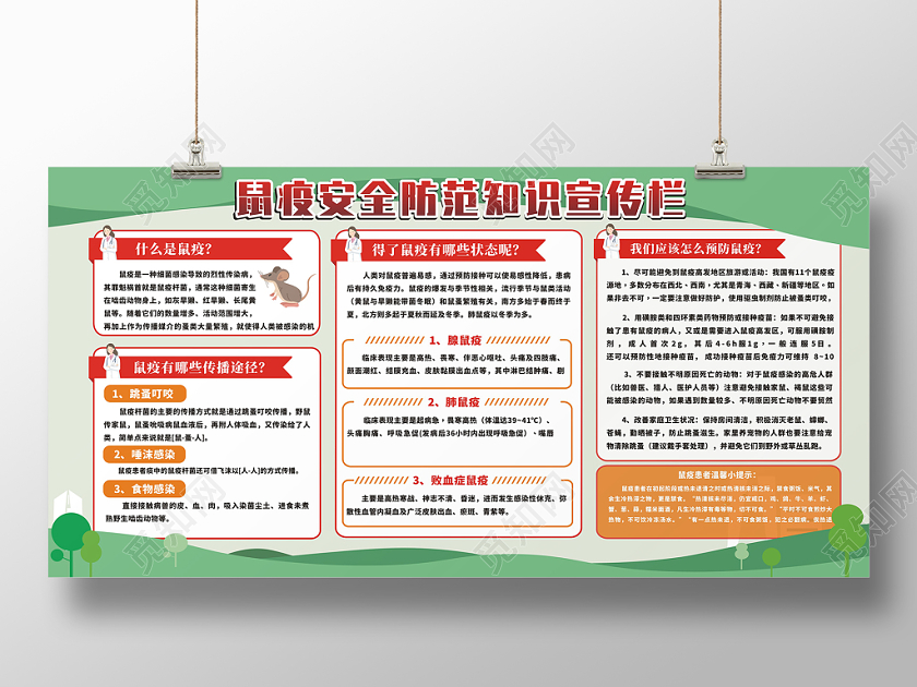 鼠疫安全防范知识宣传栏创意大气展板