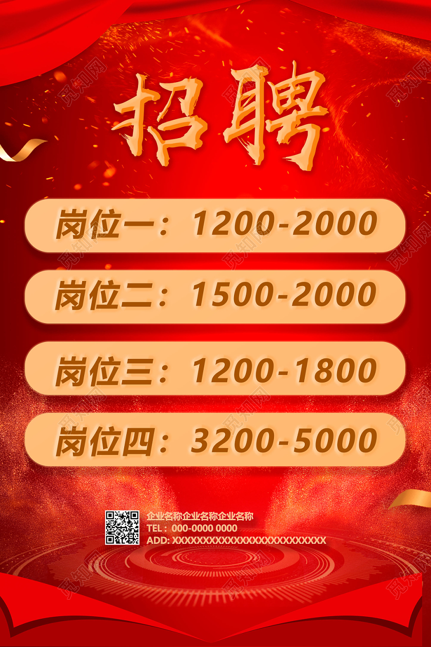 红色醒目企业宣传企业招聘校园招聘社会招聘海报