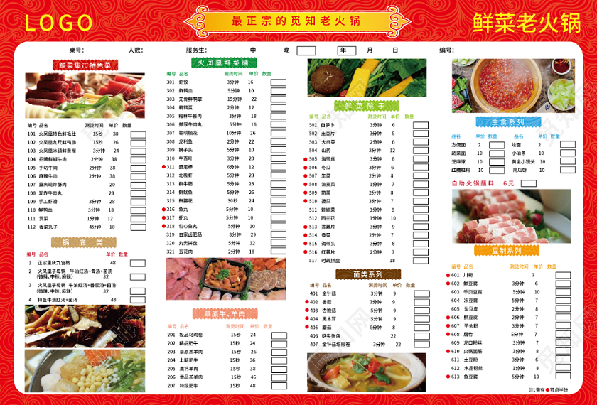 红色几何中国风简约最正宗老火锅菜单