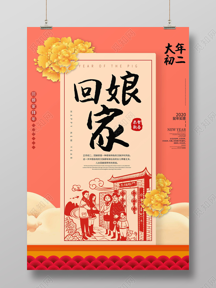 2020鼠年大年初二回娘家宣传海报
