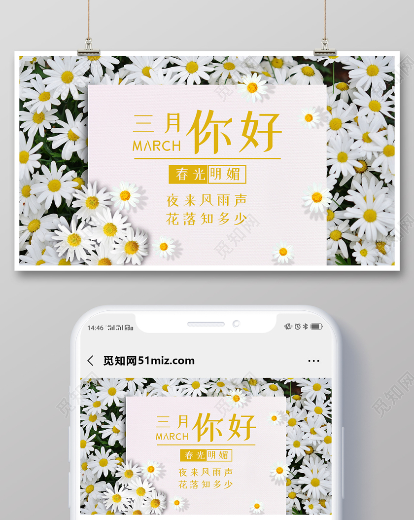 阳春三月清新春天花丛三月你好微信头图公众号首页图