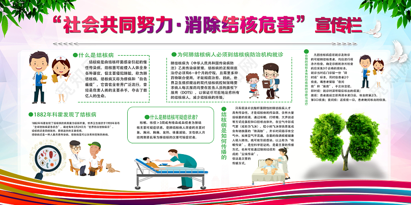 卫生健康教育宣传栏白色简洁消除结核病危害宣传栏健康教育宣传栏防治结核病展板