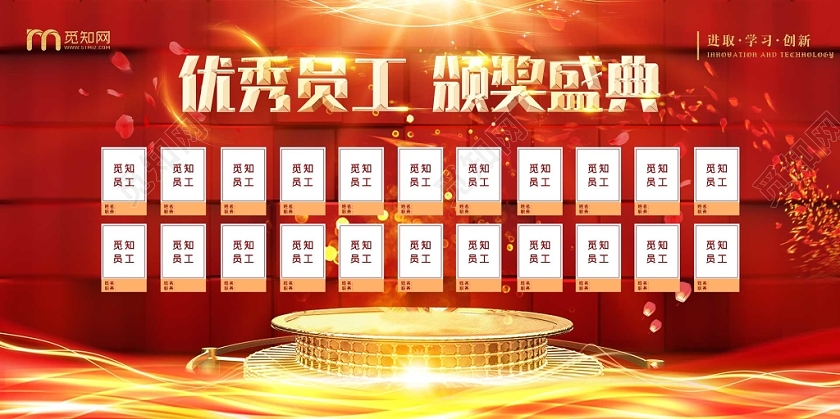 简约大气红色系优秀员工颁奖盛典优秀员工最佳员工展板