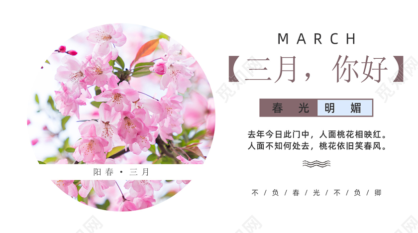 清新简约春天三月你好微信头图公众号首页图