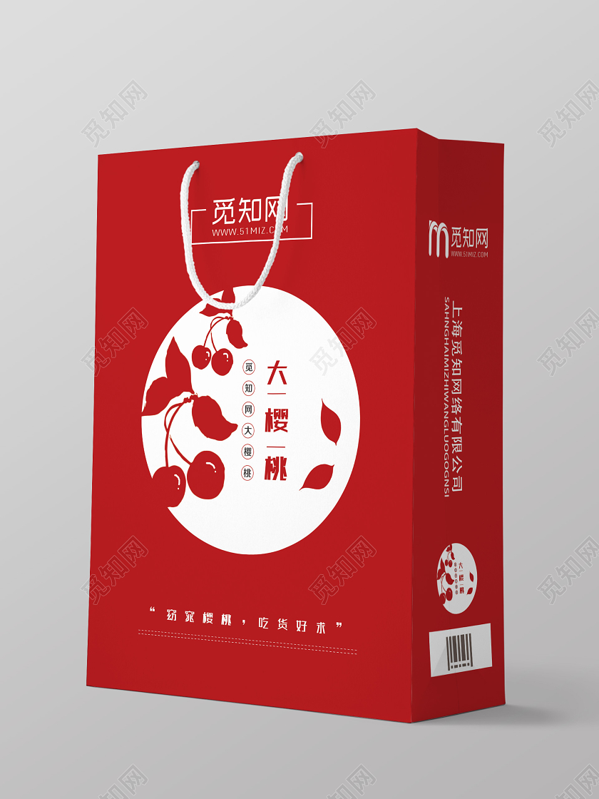 红色简约大樱桃水果樱桃手提袋
