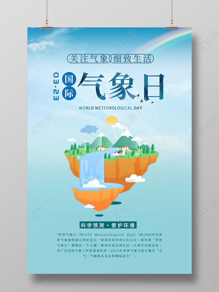 蓝色简约大气国际气象日宣传海报