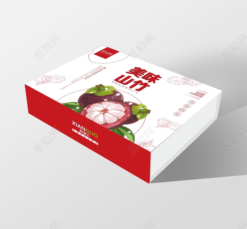 红白创意水果山竹美味山竹包装盒