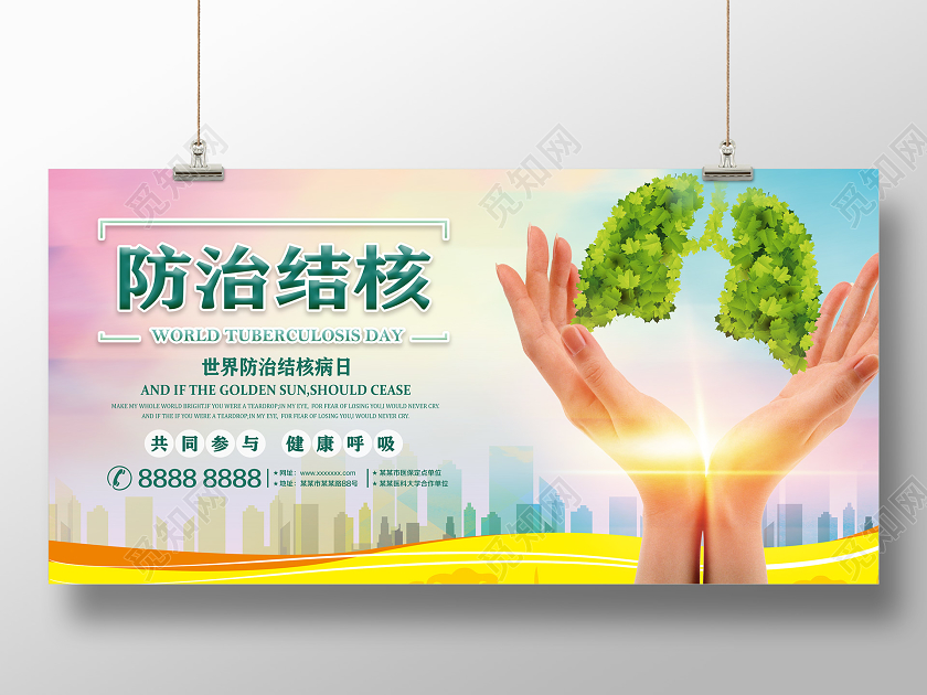 彩色亮丽世界防治结核病日防治结核展板防治结核病