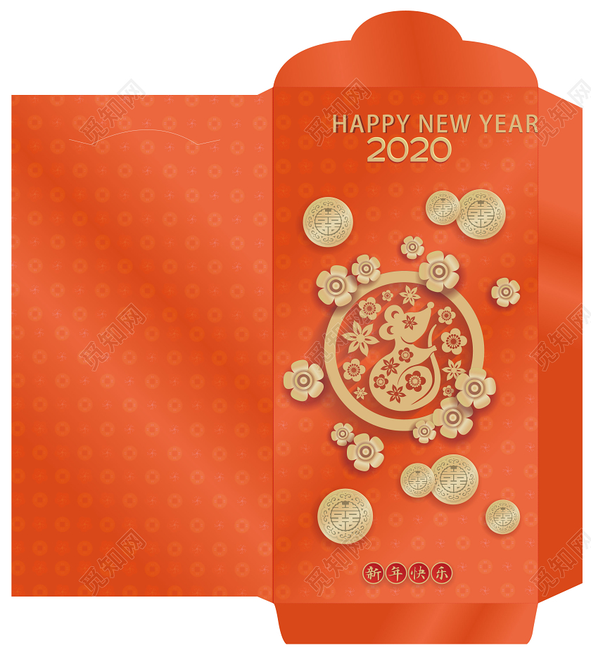 春节红包鼠年红包2020鼠年红色中国年新年红包设计鼠年红包新年快乐