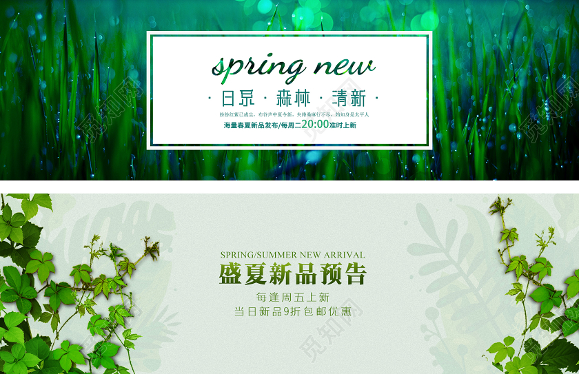 简约大气小清新绿色电商淘宝盛夏新品促销banner