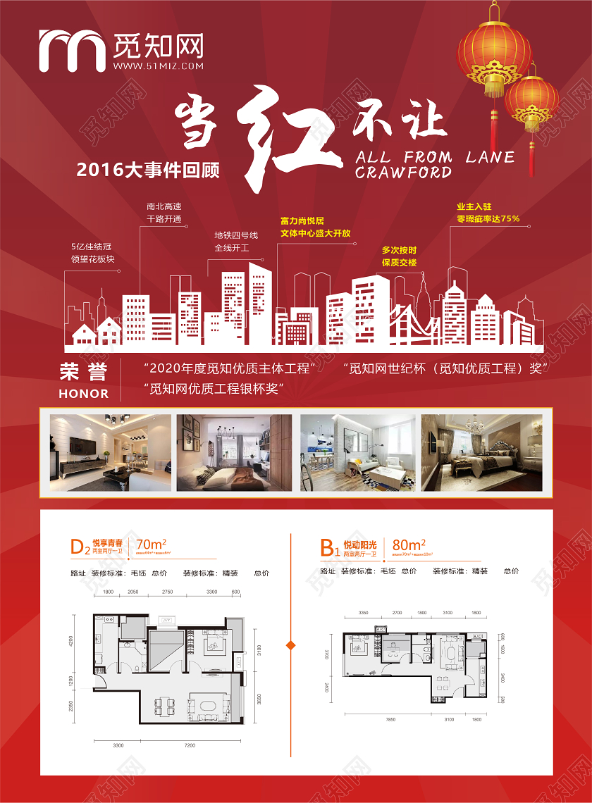 红色质感衣锦还乡春节房地产促销单页新年春节房地产