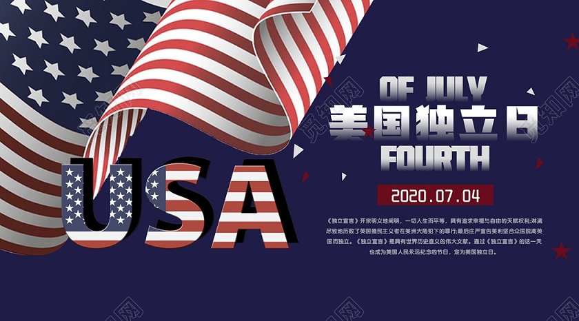 封面蓝色美国独立日7月4日微信公众号首图