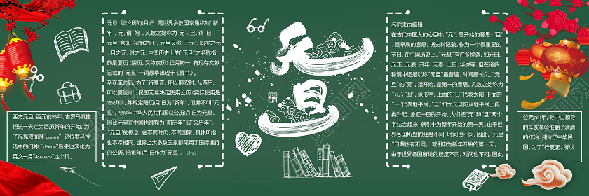 简约大气绿色系元旦快乐元旦黑板报