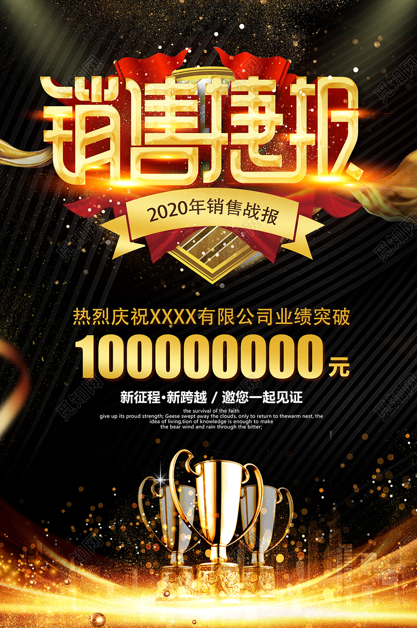业绩喜报销售喜报黑金喜庆房地产捷报设计