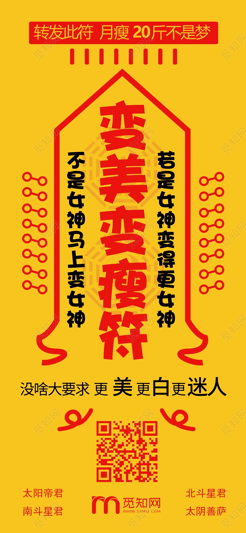 黄色复古风2020新年愿望变美变瘦符朋友圈宣传手机海报