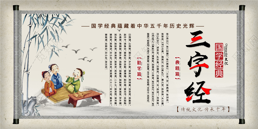 国学三字经展板