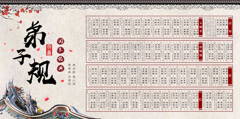 古朴中国风弟子规宣传展板