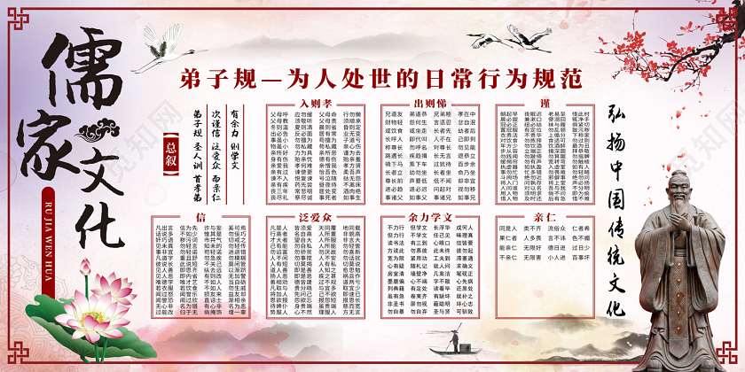 中国风缤纷为人处世行为规范弟子规展板